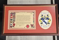 Vintage Bone Family Name History Coat of Arms Crest Framed Wall Art England 1994