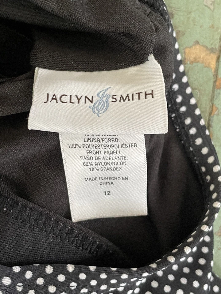 Traje de baño Jaclyn Smith talla 12 blanco y negro a lunares de una pieza 1 pieza Foto 4 de 4