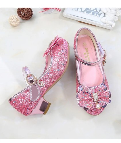 Prinzessin Schmetterling Lederschuhe Kinderhigh Heel Kinder Mädchen Tanz Glitzer Schuhe - Bild 17 von 24