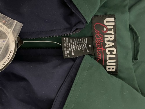 ULTRA CLUB COLLECTION Men M Parka Fleece-type lining Navy Blue green trim LOGO - Picture 5 of 10