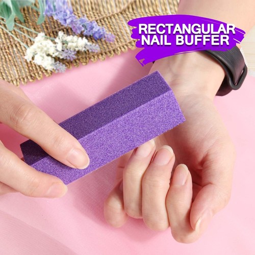 Manicure Nail File Kit-3Pcs Double Sided Rectangular Nail Buffer, 4 Step Buffing - Picture 4 of 16