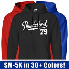 Thunderbird 79 HOODIE 1979 T-Bird Script Classic Sports Jersey Hooded Sweatshirt