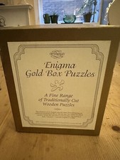 Vintage COMPLETE Optimago 250 Enigma Gold Box Wooden Jigsaw ( With Photo )