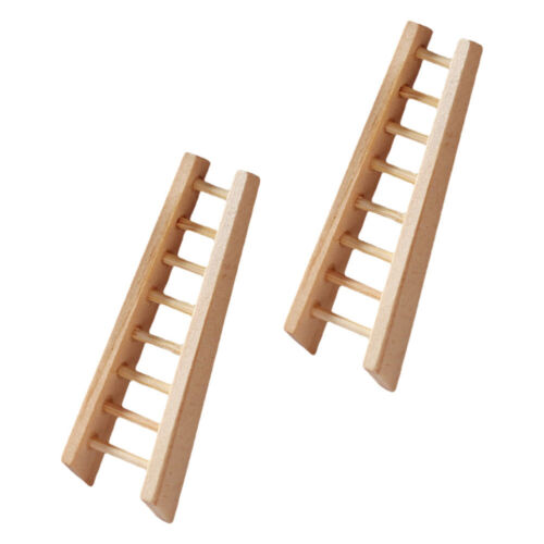 2 Pcs Small Wooden Staircase Mini Ladder Decor Miniature Furniture Ornament