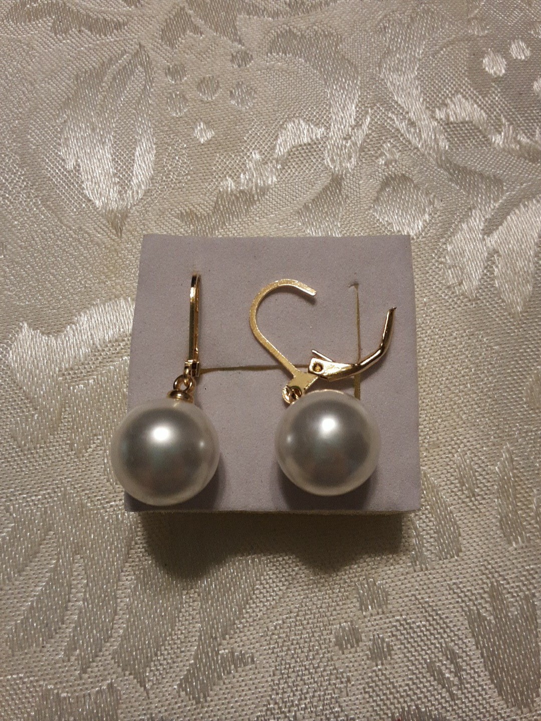 Simulated Single White pearl Dangle earrings - image 4
