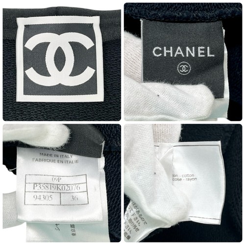 CHANEL Sport Vintage 09P CC Mark Dress One-piece #36 Sleeveless Black Cotton - Picture 12 of 12