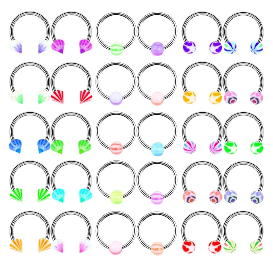 110Pcs Wholesale Mixed Body Piercing Jewelry Lip Eyebrow Belly Tongue Bar Rings - Image 3 of 4