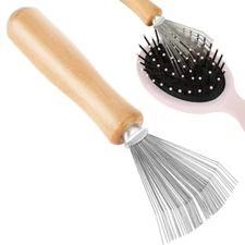 Hair Brush Cleaner Tool with Stainless Steel Rake, Mini Hair Brush Remover