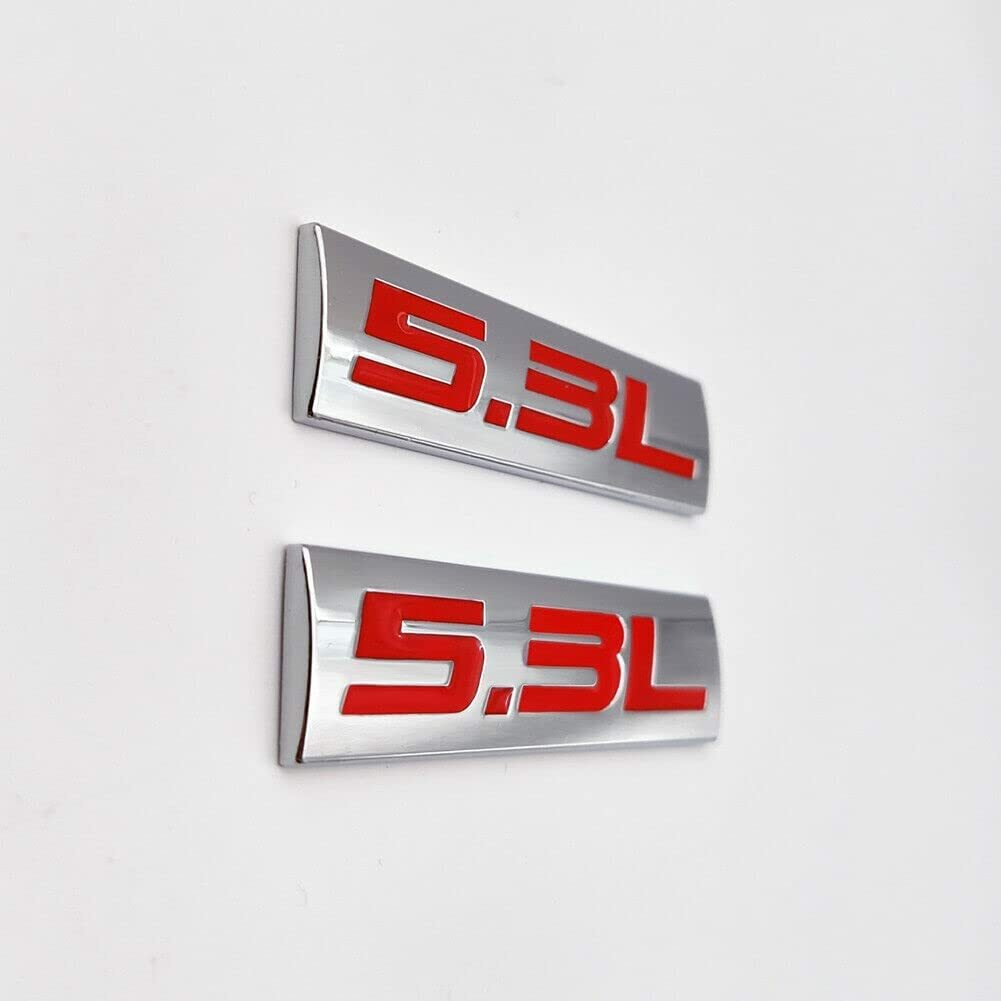2-Piece 5.3L Engine Swap Race Emblem Badge – Black Red Aluminum For Trunk Hood Door