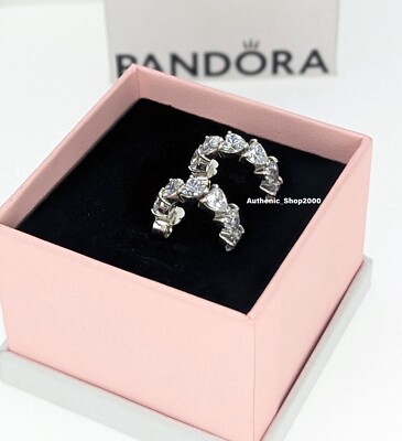 New 100% Authentic PANDORA 925 Ale Sparkling Hearts Open Hoop