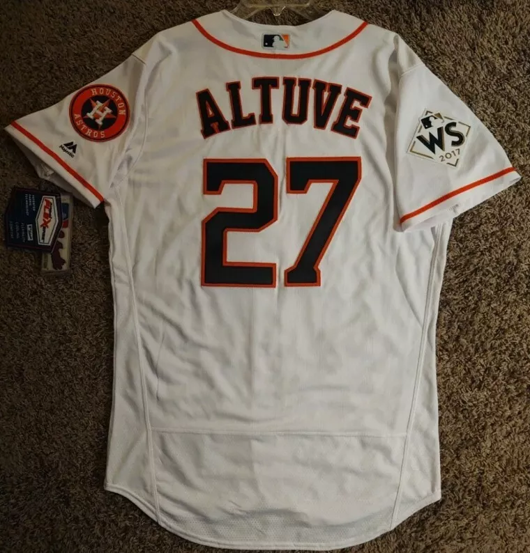 Men's Majestic Jose Altuve Houston Astros Authentic Grey Road 2017 World  Series Bound Flex Base Jersey