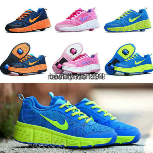 Jungen Mädchen Sneakers Skateboard Schuhe Turnschuhe Sportschuhe mit zwei Rolle/ - Bild 1 von 13