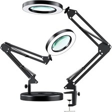   Upgraded  5X LED Magnifying Lamp, HITTI 1,800 Base  Clamp , Black