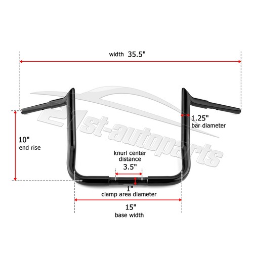 Manillar de barras Meathook cromado negro 10" 12" 14" para Harley Street Electra Glide - Imagen 9 de 19