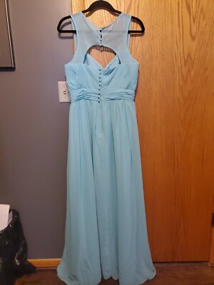 pool bridesmaid dresses Pool Blue Bridesmaid Dress Chic Bateau Neckline Ruffle Short Sleeves S