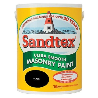 Sandtex Mauerfarbe 5L ultra glatte Qualität wasserfest schwarz