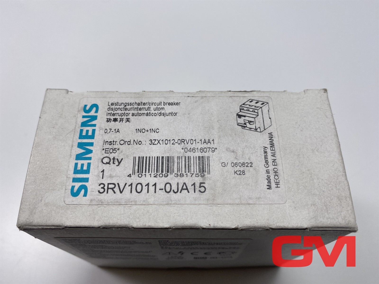 Siemens Circuit Breaker 3RV1011-0JA15 0.7-1A 1NO+1NC Switch