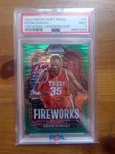 2023 Prizm Draft Picks Kevin Durant Fireworks Green Pulsar PSA 9 Pop 1 /25