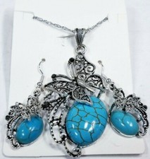 BUTTERFLY STONE NECKLACE AND EARRING SET