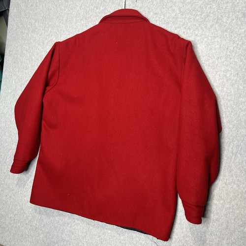 Vintage MELTON Outer-Wear Red Wool Coat Insulated Quilted Jacket Size Large - Picture 10 of 12
