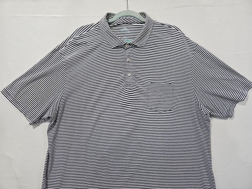 Peter Millar Golf Polo Men Extra Large XL White Blue Striped Short Sleeve - Picture 4 of 16