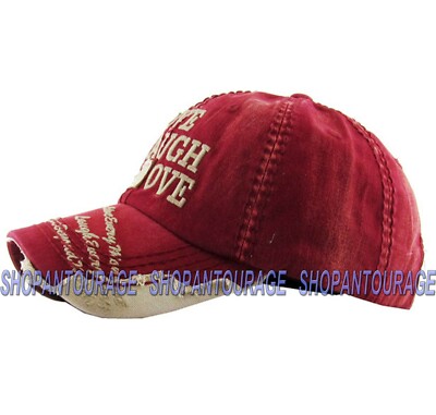 New Red Distressed Hat Cap Kbethos w Decal Kbethos New Vintage Distressed Embroidery Patch Unisex  main image 2