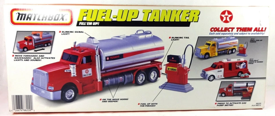Mattel Wheels Matchbox Texaco 2000 cisterna de combustible, luces y sonidos, funciona, nuevo en caja Foto 3 de 4