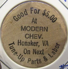 Vintage Modern Chevy Honaker, VA Wooden Nickel - #2 Token Virginia