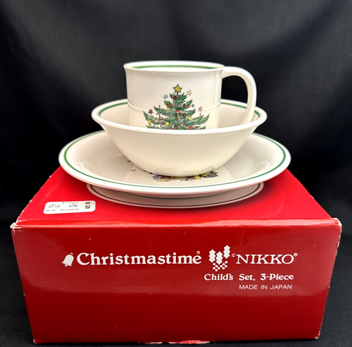 Vintage Nikko Happy Holidays Christmas Child’s 3 pc Set Plate Bowl Cup NEW NIB - Picture 2 of 14