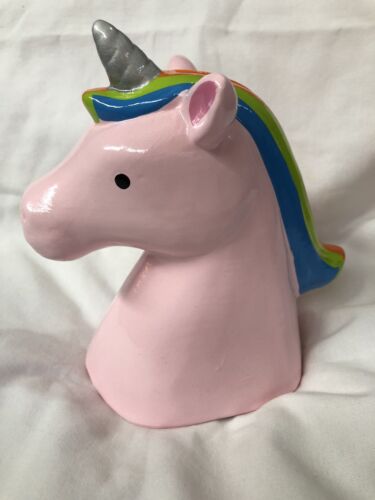 Pink Ceramic Unicorn Piggy Bank Coin Holder Holiday Gift Home Decor GLOBAL! - Picture 1 of 10