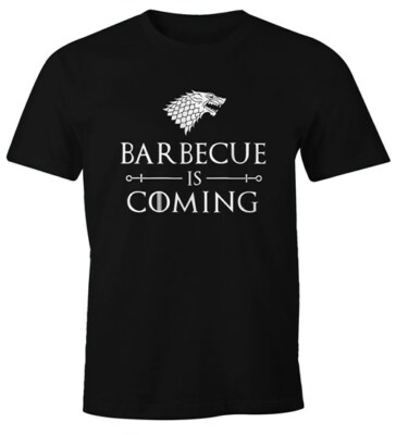 Herren T-Shirt Barbecue Is Coming Grillen Spruch lustig Fun-Shirt Moonworks 