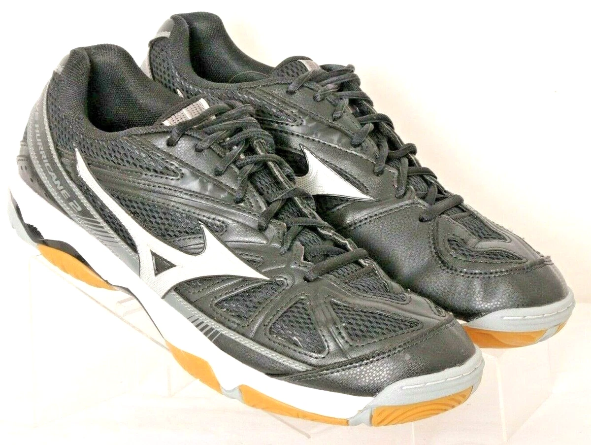 Mizuno Wave Hurricane 2 Black Lace Up Athletic Volleyball Shoes