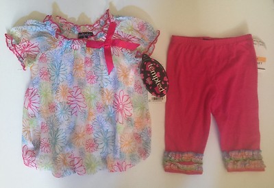 Tempted brand 2pc pink/ white color Top / leggings set for size 12M