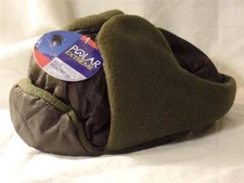 New Boy's Polar Extreme Black Quilted & Khaki Green Trapper Hat, Sz 12-24M