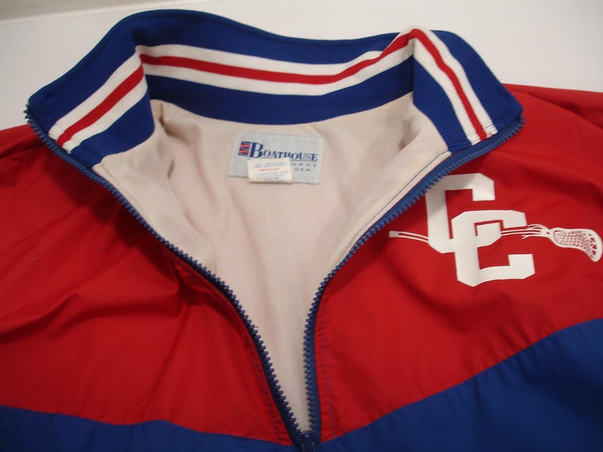 Boathouse Jacket Men's sz L Vented Blue Red White 1/2 Zip Cherry