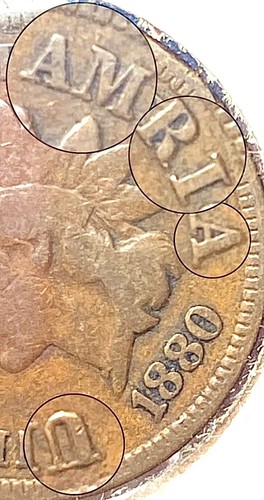 1880 Indian Cent - DDO FS-101 S-1 Clashed Reverse (weak reverse) - Picture 3 of 13