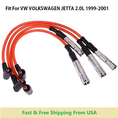 4x ENGINE RACING SPARK PLUG WIRES SET For VW VOLKSWAGEN JETTA 2.0L 1999-2001 8MM