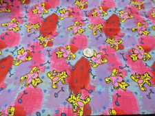 Vtg Yellow Cat Heart Meow Novelty Fabric 18 x 58" Kitten Kitty