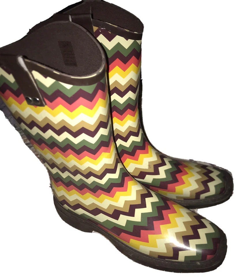 ¡¡¡TAN LINDO!!! Blazin Roxx Leanne Mujer Clara Chevron Botas de Lluvia RARAS “Puntera Cuadrada” Foto 3 de 4
