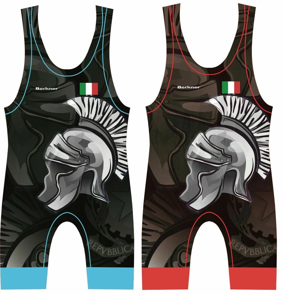 Tuta da uomo ITALIA Berkner Wrestling Singlet Lotta UWW Approved - Immagine 2 di 4
