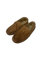 Clark’s Mens Size 9 Suede Leather Loafers Moccasin Slippers Flannel Lined Shoes