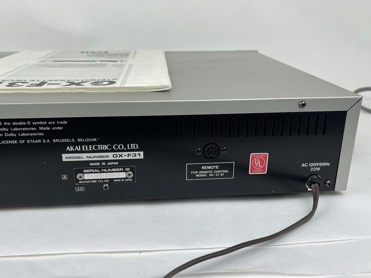 Akai GX-F31 Stereo Cassette Deck Made In Japan (Read Description