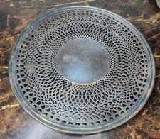 Antique Silverplate Tray 10" Round B.M.Co BENEDICT MFG CO Heart Lattice Pattern