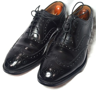 Johnston & Murphy Mens 9 D/B Optima Black Wingtip Oxfords LUXURY