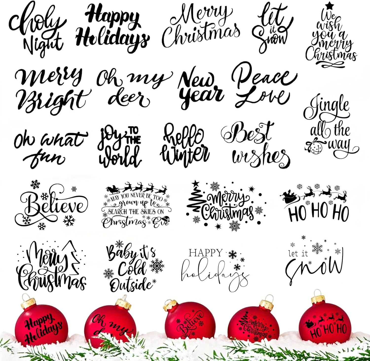 110 Pieces Christmas Word Stickers for Crafts As the Picture Shows 