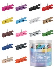 80Pcs Colorful Wooden Push Pin Clips, Decorative Thumbtack for Multicolor