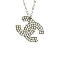 Chanel Coco Mark Necklace Pendant Women Silver One Size