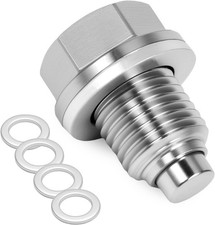 M14x1.5 Magnetic Oil Drain Plug, 5PCS Aluminum Sealing Washers, Stainless Steel