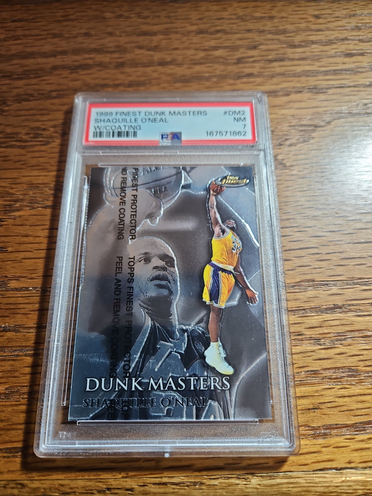 1999 SHAQUILLE O'NEAL TOPPS FINEST Dunk Masters W/COATING  #DM2 PSA 7