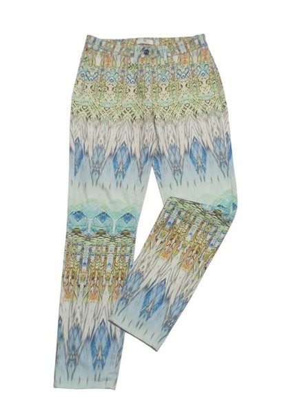 Women Peter Hahn Trousers Green Elastane 36
